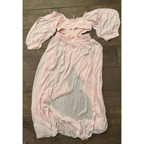 Free People Cross My Heart Cutout Maxi Dress in Rosewater Size Medium - Picture 4 of 8